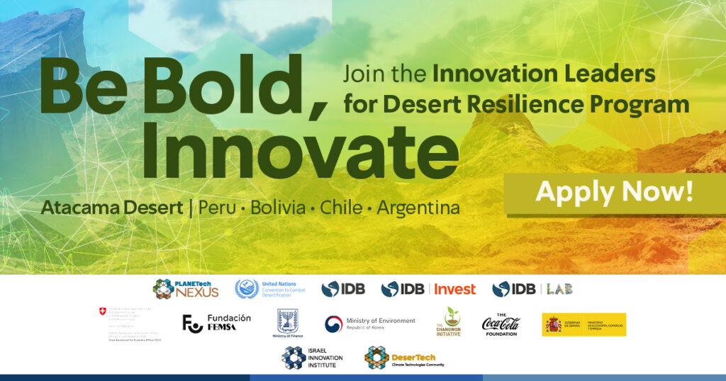 Join Innovation Leaders for Desert Resilience to tackle drought in the Atacama Desert and across Peru, Bolivia, Chile & Argentina.