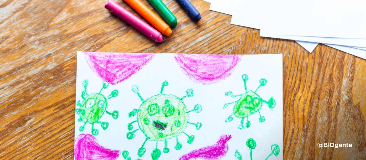Dibujo de un niño de 6 años sobre el coronavirus