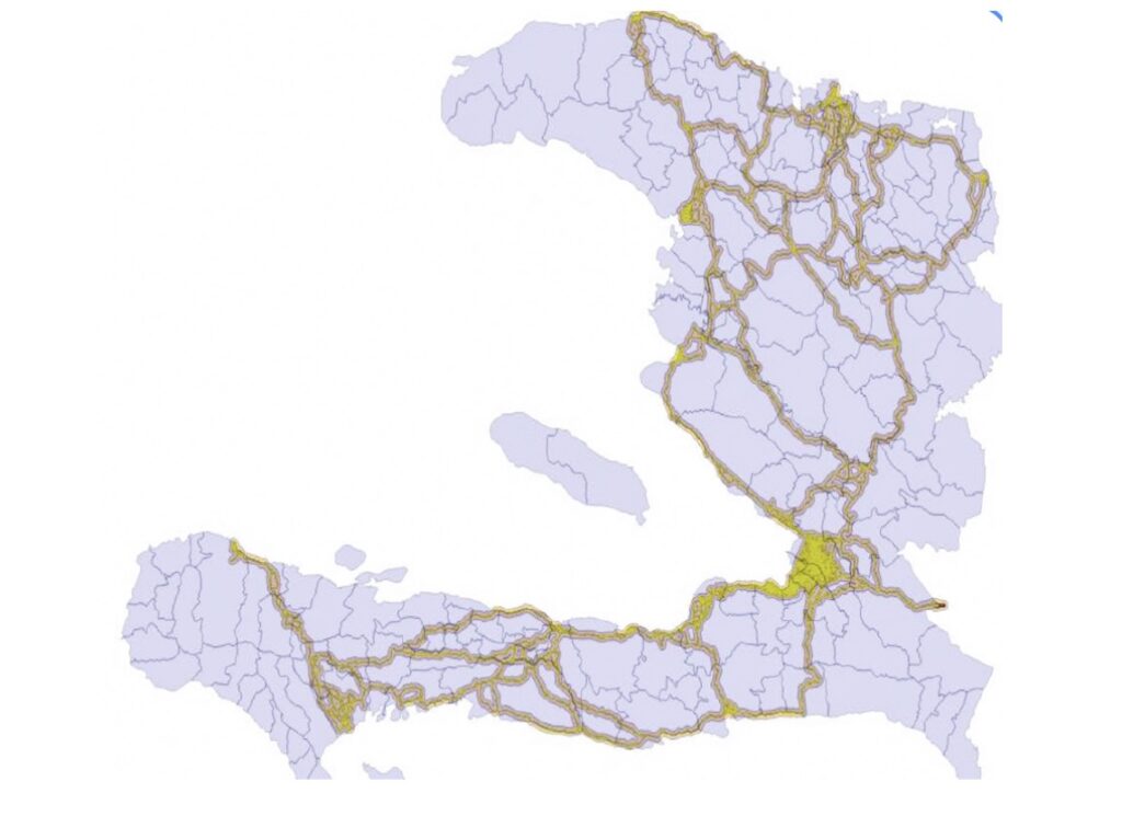 Map of Main Roads in Haiti Using Mobile Phone Data