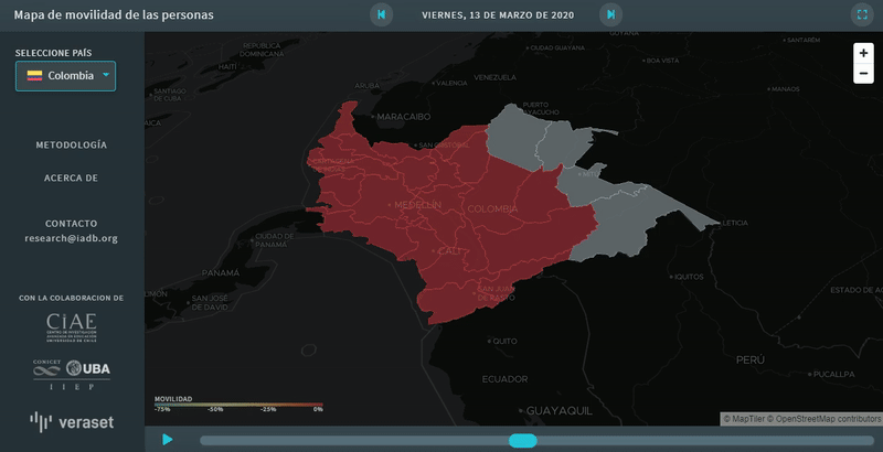 Colombia GIF Mapa Movilidad Personas covid-19 coronavirus datos georreferenciados cuarentena