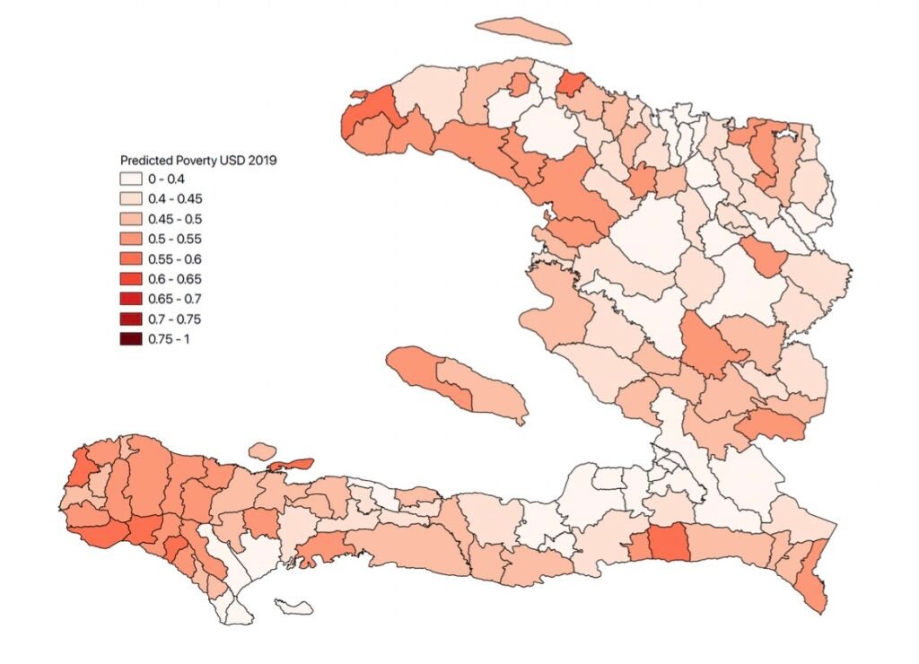 Mapa de pobreza en Haití a nivel de comuna