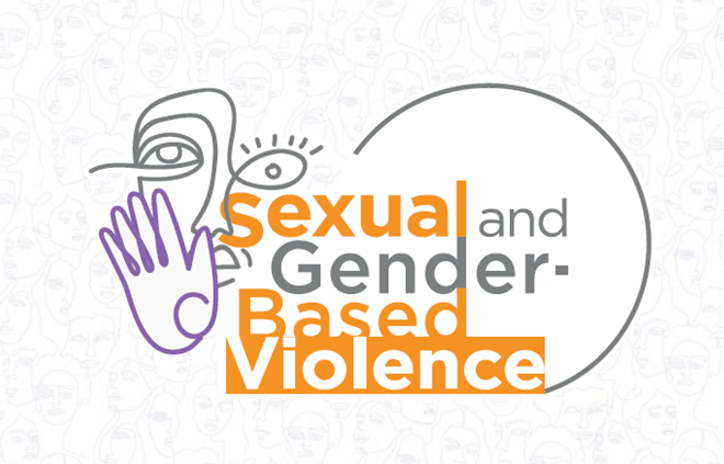 Banner with the words sexual and gender based violence