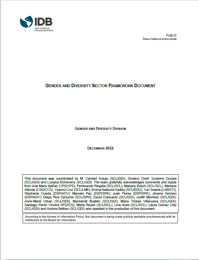 Cover of the Gender and Diversity Sector Framework Document