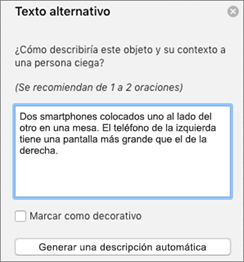 Cuadro de texto para insertar configuraci+on de "texto alternativo" en Microsoft word. 