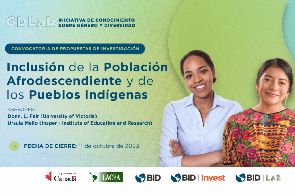 GDLab: convocatoria de propuestas de investigación. Tema: inclusión de la población afrodescendiente y de los pueblos indígenas.