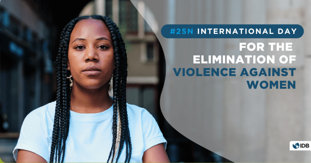 Black women looking forward. Text that says "International day of the elimnation of violence against women".