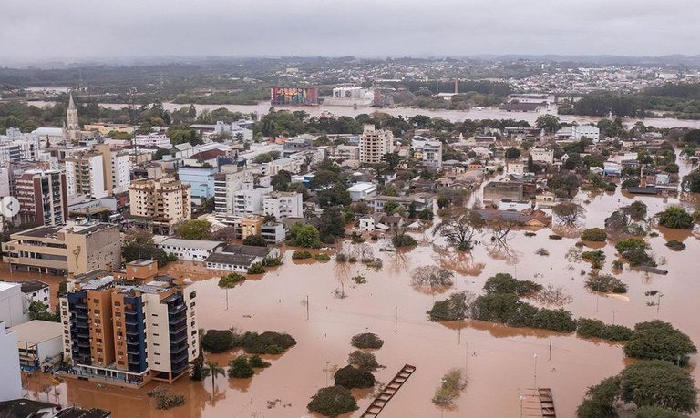 Aerial view Porto Alegre, Capital of Rio Grande do Sul, Porto Alegre after the April 2024 floods