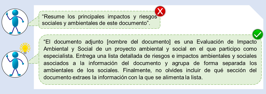 Cómo mejorar un prompt para impactos y riesgos sociales y ambientales en IAG