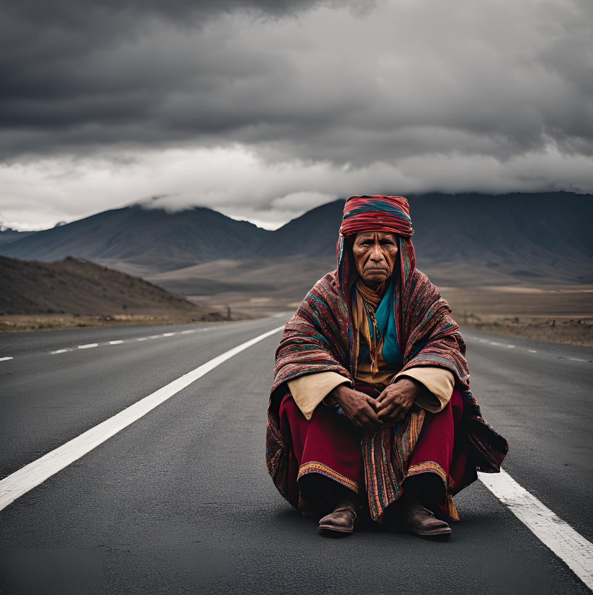 Persona en una carretera solitaria